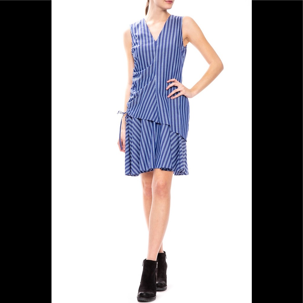 Derek Lam 10 Crosby v-neck ruched striped dress, 6